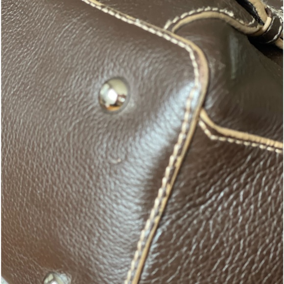 FORTUNA VALENTINO BROWN LEATHER HANDBAG DETACHABLE STRAP CROSSBODY SATCHEL PURSE - Picture 6 of 13